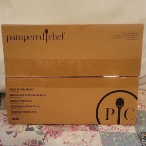 Pampered Chef Deluxe Air Fryer Skewers Set in Brown Box